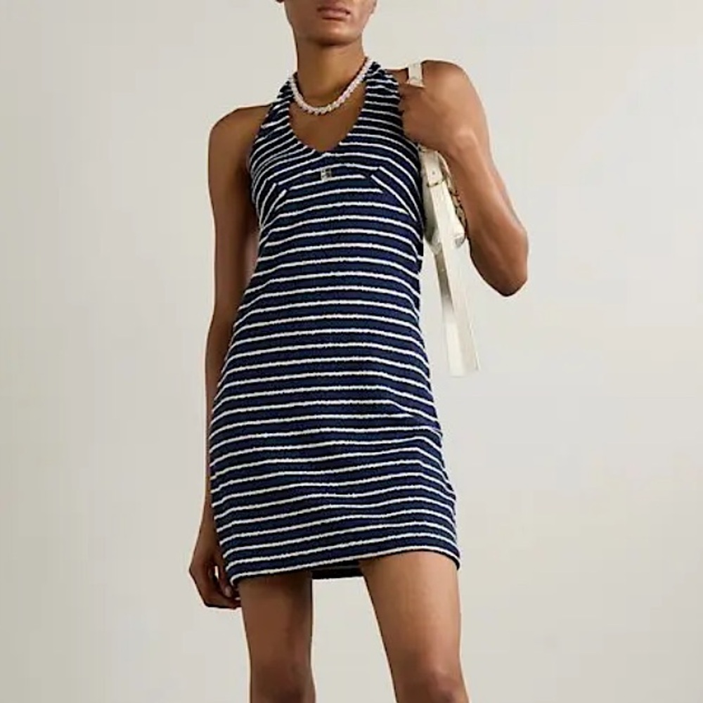 GIVENCHY Navy White Striped Toweling Halter Mini Dress - NWT!